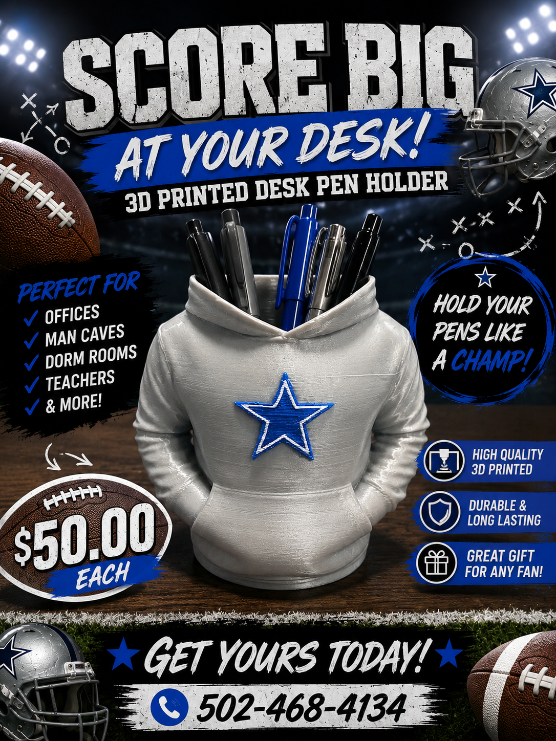 Dallas Cowboy Desk pen holder!  Pick any team!