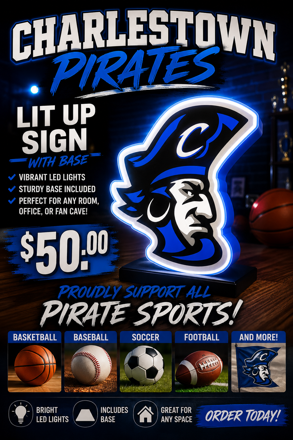Charlestown Pirates light up box!
