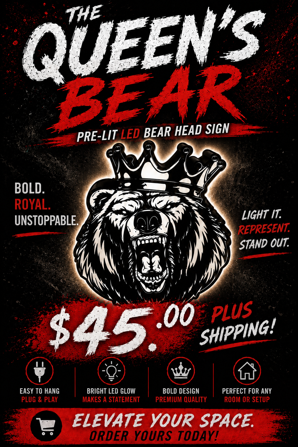 The Queens Bear Light Box