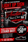 Austin’s Clean Cars Light Up Sign